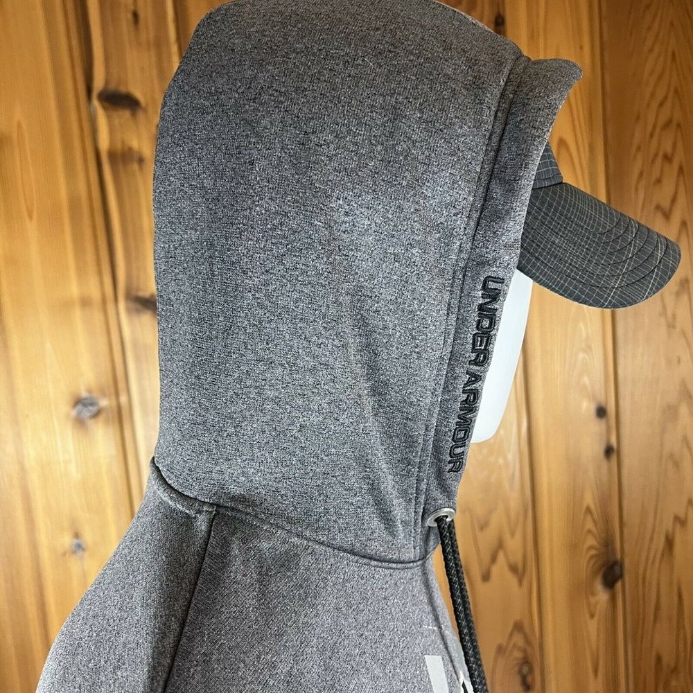 UA Under Armour Hoodie Sweatshirt Pullover Mens Medium Loose Argyle Logo Grey - Picture 10 of 10